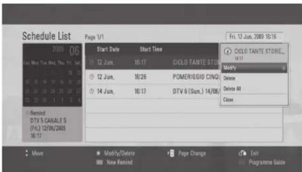 LG 32LD570 - Button Function in Schedule List Mode - 1