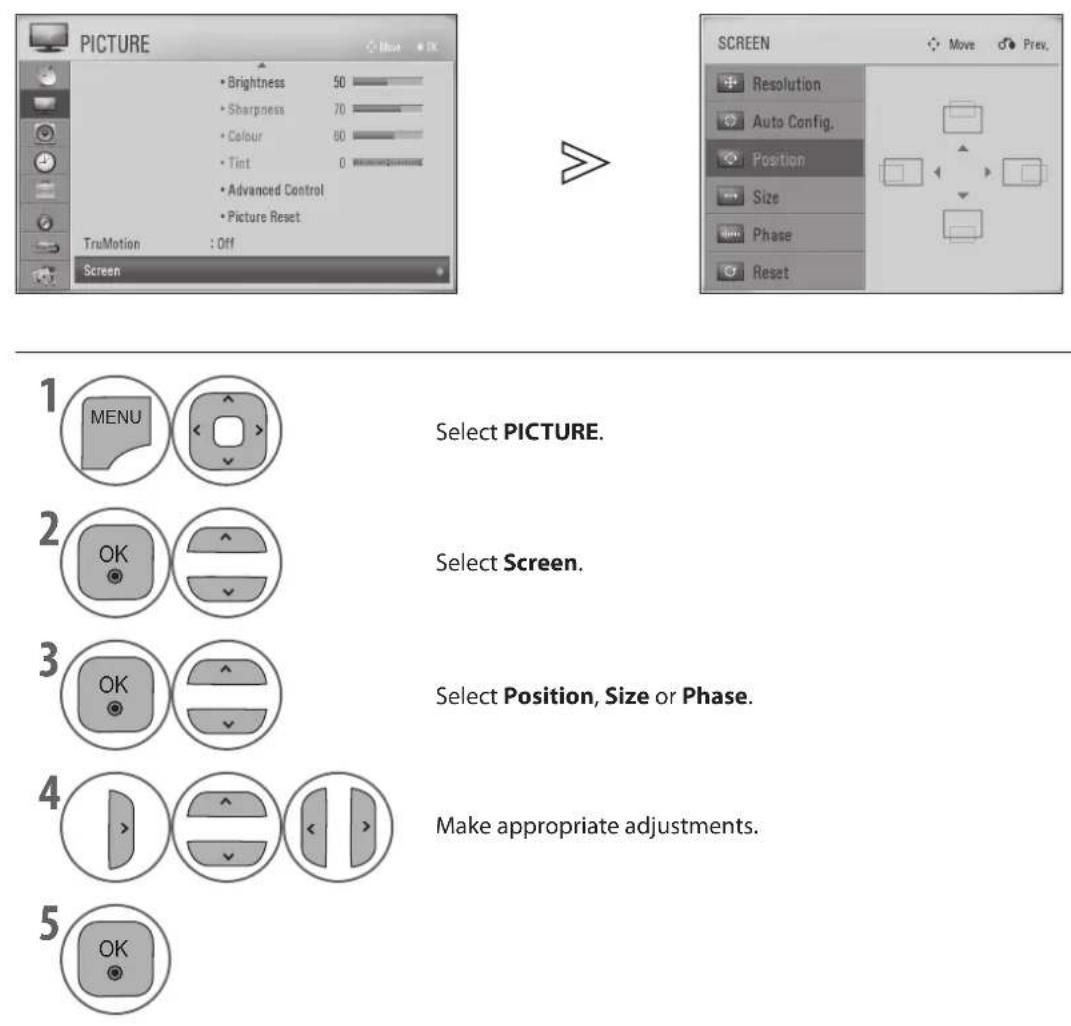 LG 32LD570 - Adjustment for screen Position, Size, Phase - 1