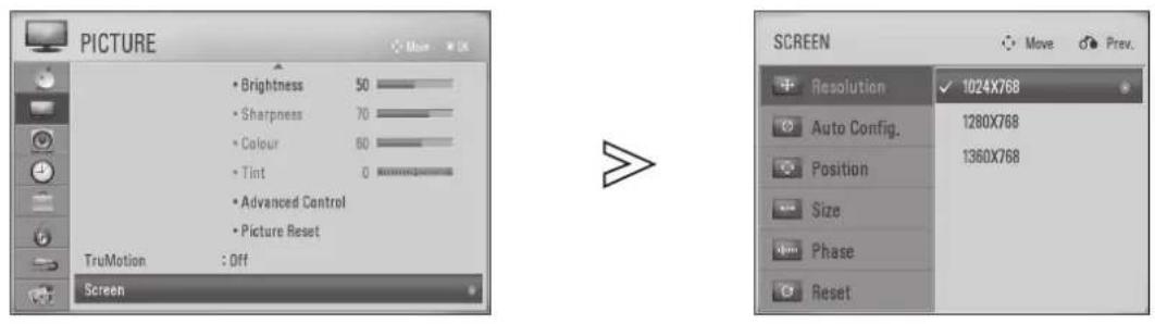 LG 32LD570 - Selecting Resolution - 1