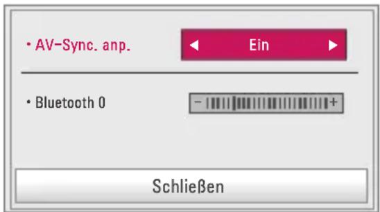 • AV-Sync. anp. Ein • Bluetooth 0 - +