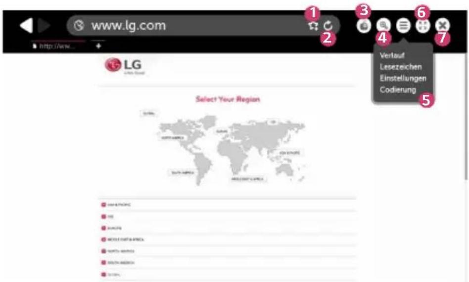 www.lg.com http://www... LG Select Your Region Verlauf Leszeichen Einstellungen Codierung 5