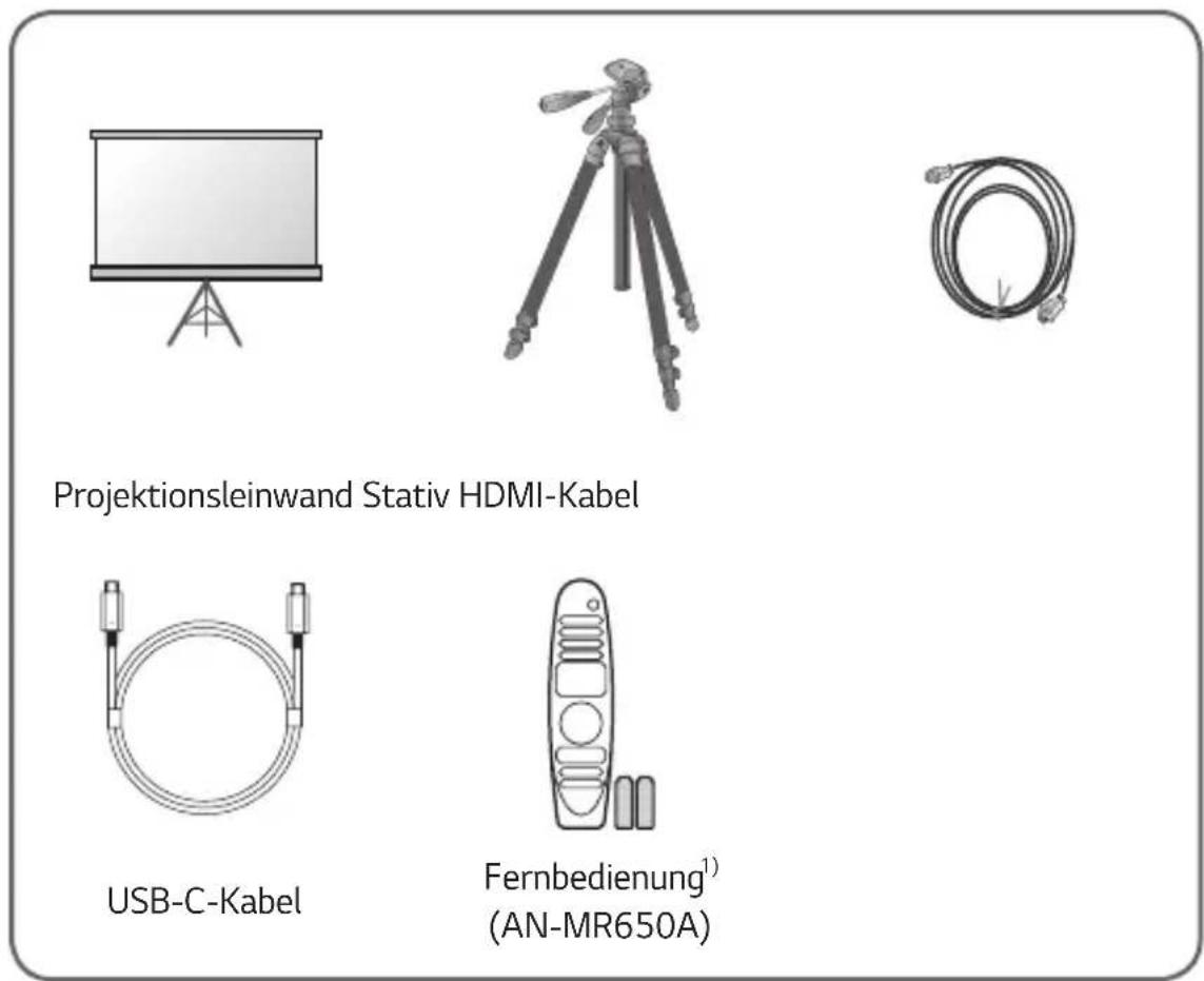 Projektionsleinwand Stativ HDMI-Kabel USB-C-Kabel Fernbedienung¹) (AN-MR650A)