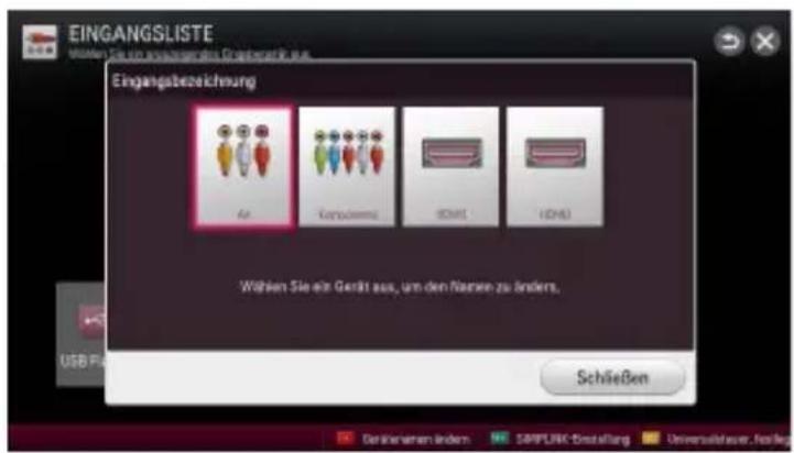 EINGANGSLISTE Wahlen Sie ein insgesamtige Eingangsliste aus Eingangsbezeichnung An Cypenteri ICMS ICMS Wählen Sie ein Gerät aus, um den Namen zu anders. Schließen Derkennanzen ändern SAPPLIK-Installung Universitätsteuer, flüden