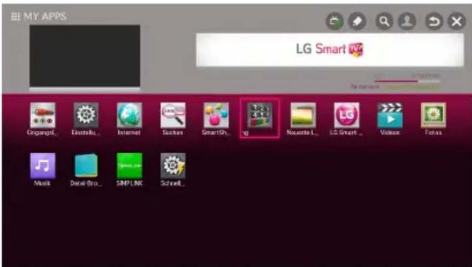 MY APPS LG Smart Eingangri, Einstellu, Internet Suchan SmartSh tg Noueste L LG Smart Video Fatos Music Doral-Bro... SNPLNK SchneL.