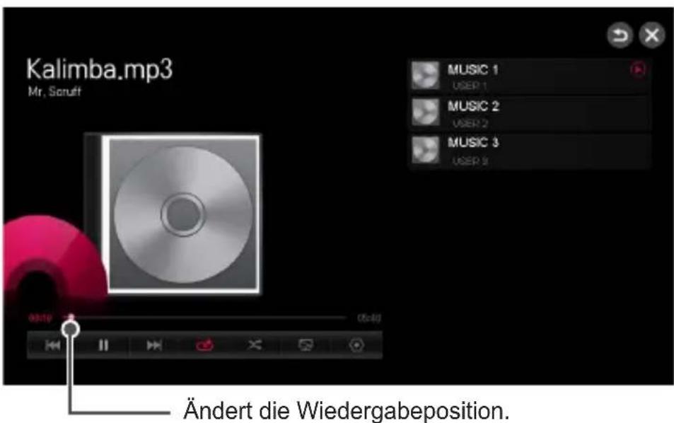 Kalimba.mp3 Mr, Scruff MUSIC 1 USER 1 MUSIC 2 USER 2 MUSIC 3 USER 3 Ändert die Wiedergabeposition.