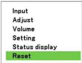 Input Adjust Volume Setting Status display Reset