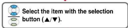 Select the item with the selection button (▲/▼).