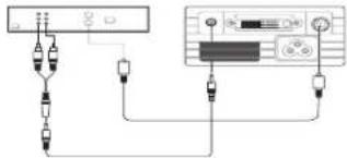 Diagram showing connections between a device and an electronic device with labeled components and wiring.
