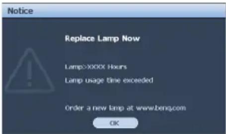 BENQ SH915 - Timing of replacing the lamp - 5