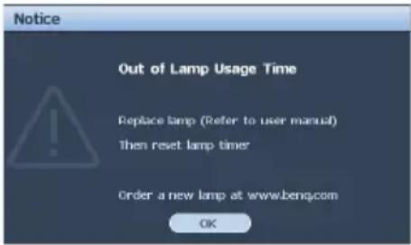 BENQ SH915 - Timing of replacing the lamp - 6