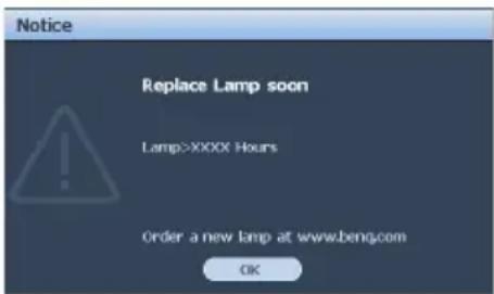 BENQ SH915 - Timing of replacing the lamp - 4