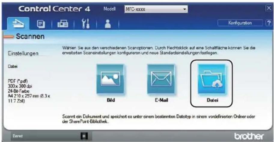 BROTHER DCP-1602 - Klicken Sie auf der Registerkarte Scannen auf die Option Datei. - 1
