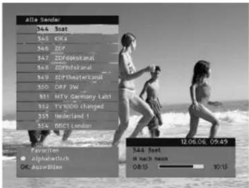 Alle Sender 344 Seat 345 Kika 346 ZOP 347 ZDFdokukanat 348 ZDPfotekanat 349 ZDPtheaterkanat 350 ORF 2W 351 MTV Germany Lab1 352 TVKODG changed 353 Nederland 1 354 BICCI London Favorites ● Alphachetich OK Assovshien 344 Seel is nach noun 08:15 10:15 12.06.06. 09:49