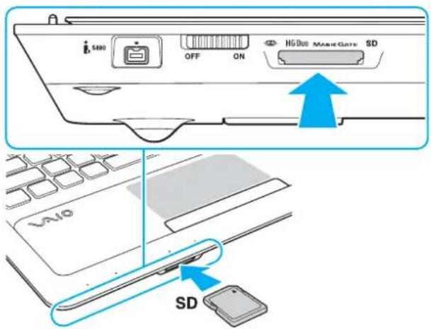 SONY Vaio VPCF21Z1E - To insert an SD memory card - 1
