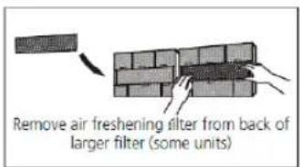 Remove air freshening filter from back of larger filter (some units)
