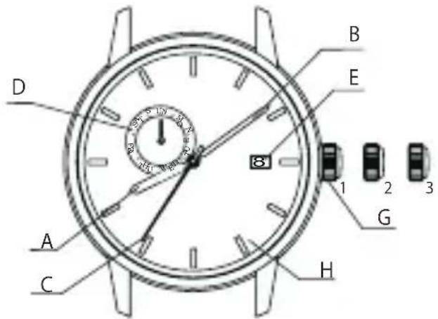 ORIENT Classic AK00005D - ◆ PARTES COMPONENTES Y SUS FUNCIONES - 2