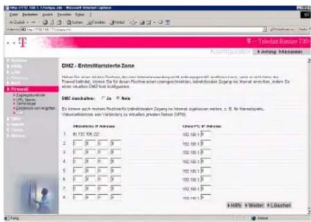 T-Mobile Teledat 530 - DMZ (Demilitarisierte Zone, nicht empfohlen) - 1