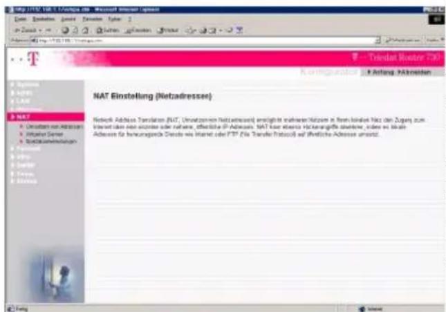 T-Mobile Teledat 530 - NAT Einstellung (Netzadressen) - 1