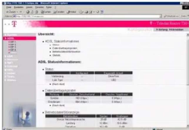 T-Mobile Teledat 530 - Status des ADSL - 1