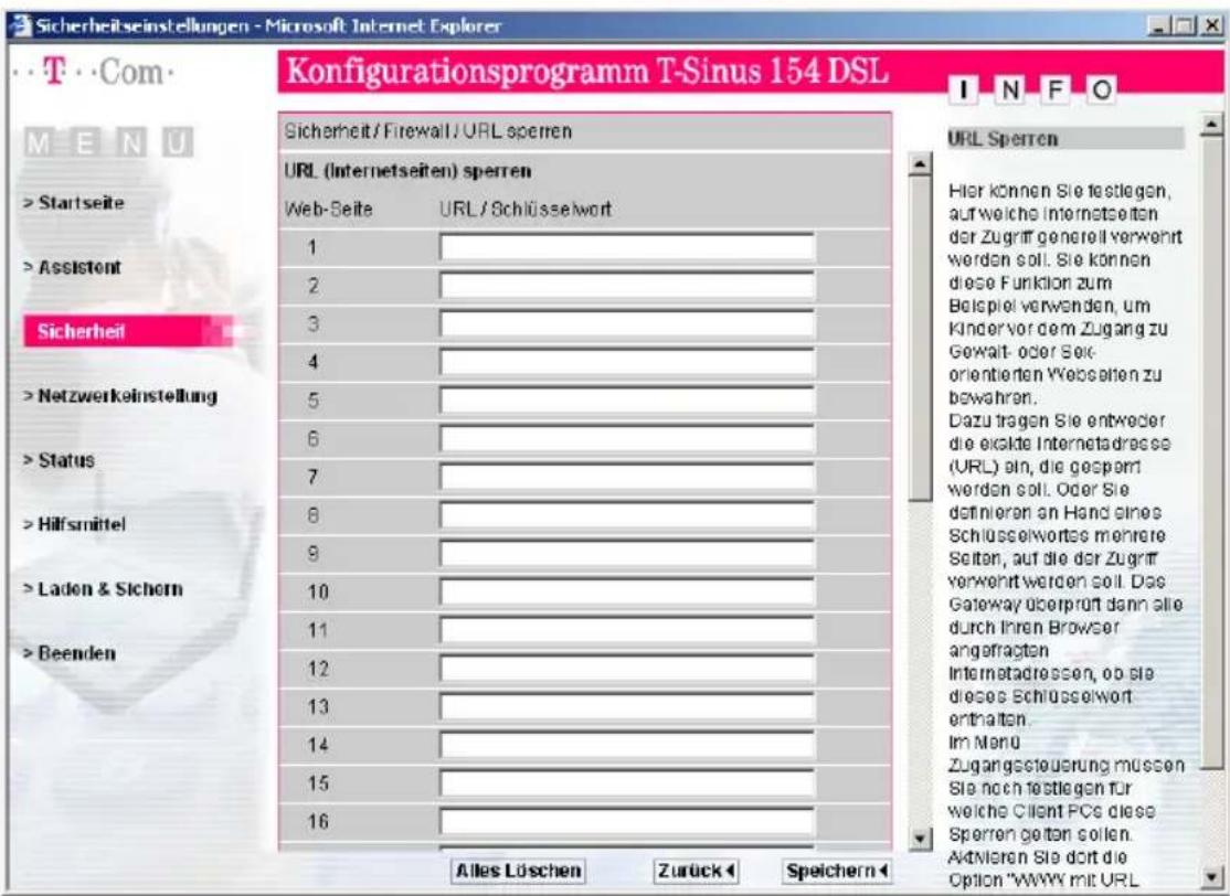 T-Mobile Sinus 154 DSL - Zugriff auf bestimmte Internet-Seiten unterbinden - 1