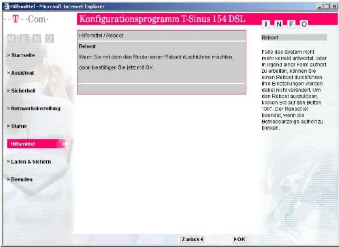 T-Mobile Sinus 154 DSL - Reboot - Router neu starten - 1