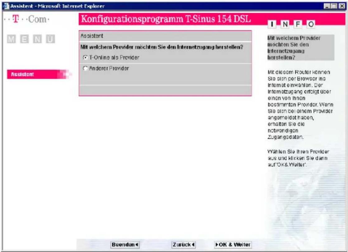 T-Mobile Sinus 154 DSL - Basiskonfiguration des Netzzugangs mit dem Assistenten (Schnellkonfiguration) - 1