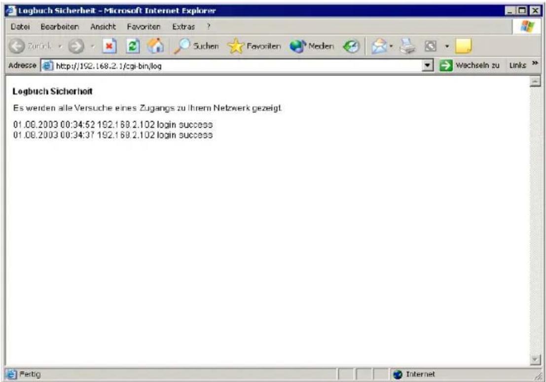 T-Mobile Sinus 154 DSL - Logbuch Sicherheit - 1