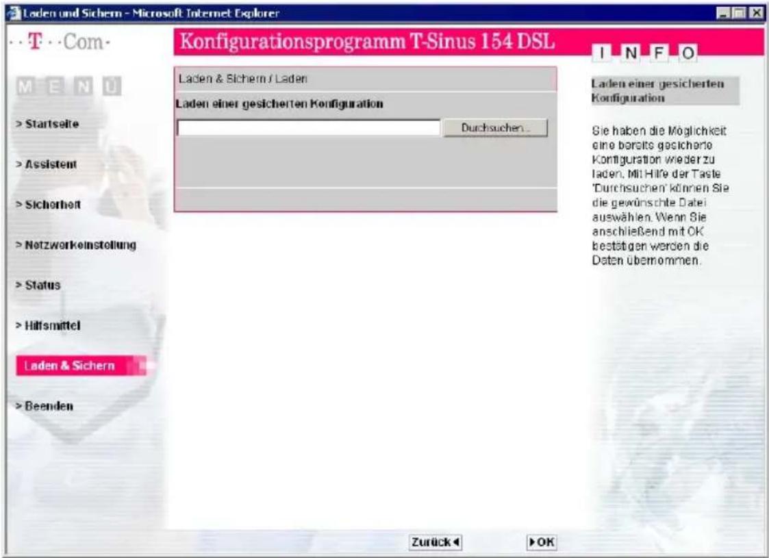 T-Mobile Sinus 154 DSL - Sicherung laden - 1