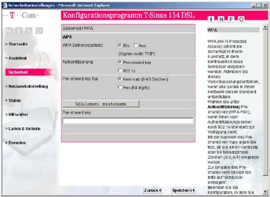 T-Mobile Sinus 154 DSL - WPA-Verschlüsselung - 1