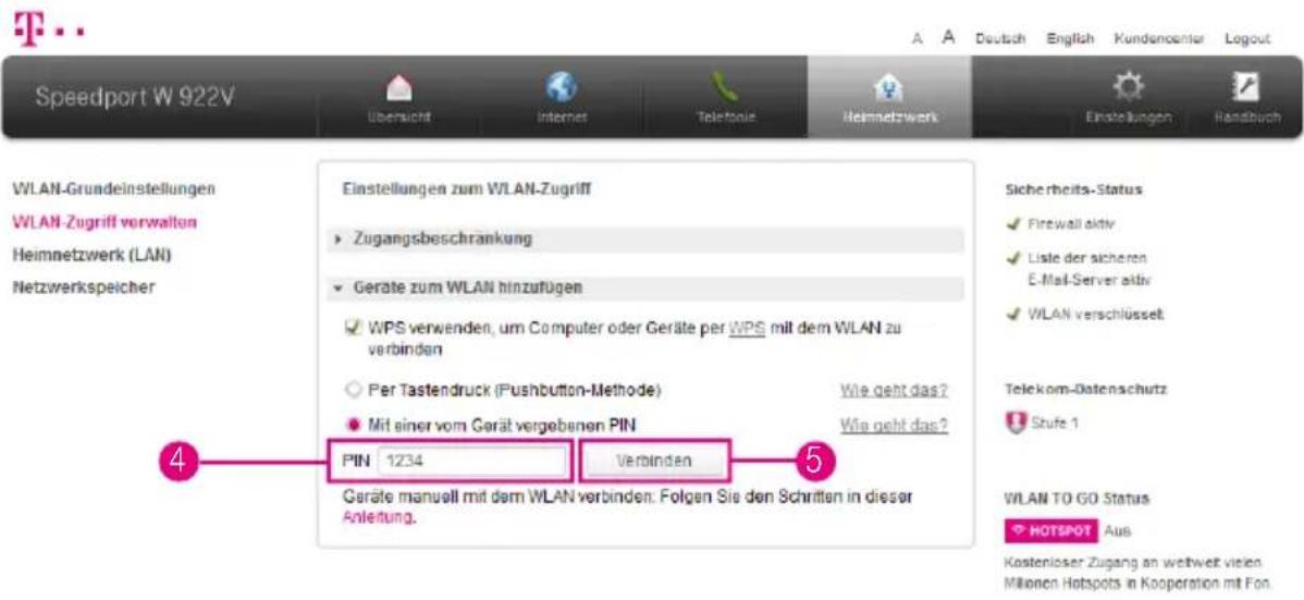 Speedport W 922V WLAN-Grundeinstellungen WLAN-Zugriff verwalten Heimnetzwerk (LAN) Netzwerkspeicher Einstellungen zum WLAN-Zugriff Zugangsbeschränkung Geräte zum WLAN hinzufügen WPS verwenden, um Computer oder Geräte per WPS mit dem WLAN zu verbinden Per Tastendruck (Pushbutton-Methode) Mit einer vo…