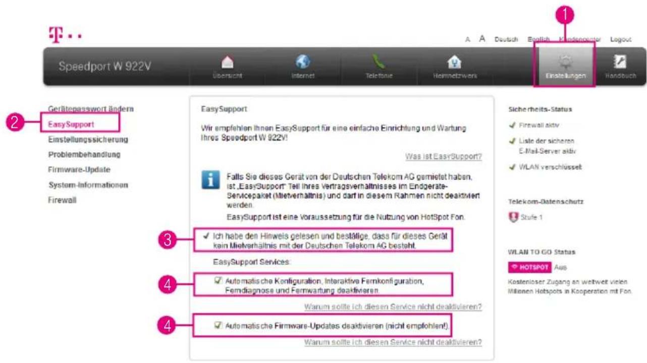 Speedport W 922V Erfetengaswart Bändern Easy Support Einstellungssicherung Problembehandlung Firmware-Update System-Informationen Firewall Ubersicht Internet Telefonie Hemnetzwerk Einstellungen Handbuch 2 3 4 5 6 7 8 9 10 Sicherheits-Status √ Firewall aktiv √ Liste der sicheren E-Mail-Server aktiv √…