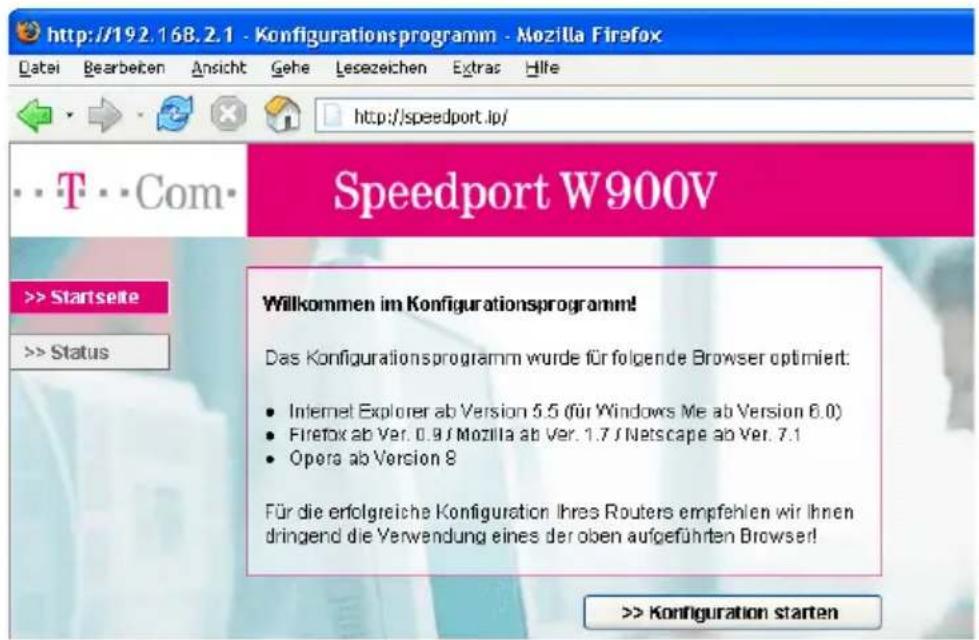 T-Mobile Speedport W 900V - Benutzeroberfläche des Speedport W 900V öffnen - 1