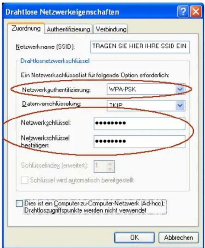 T-Mobile Speedport W 900V - WLAN-Verbindung mit den WLAN-Verbindungseinstellungen in Windows XP aufbauen - 4