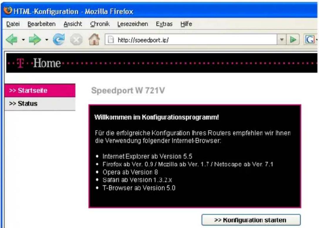 T-Mobile Speedport W 721V - Benutzeroberfläche des Speedports W 721V öffnen - 1