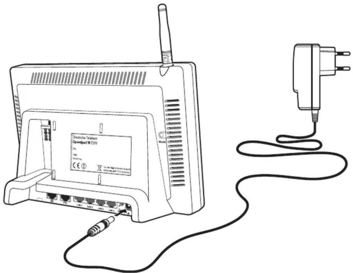 T-Mobile Speedport W 721V - Speedport W 721V an die Stromversorgung anschließen - 1