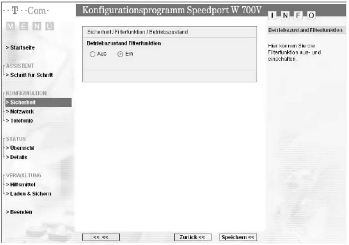 T-Mobile Speedport W 700V - PC-Liste für Filterfunktionen - 2