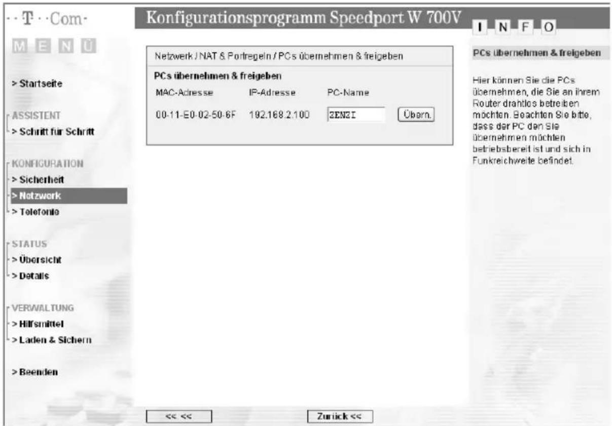 T-Mobile Speedport W 700V - PCs übernehmen und freigeben - 1