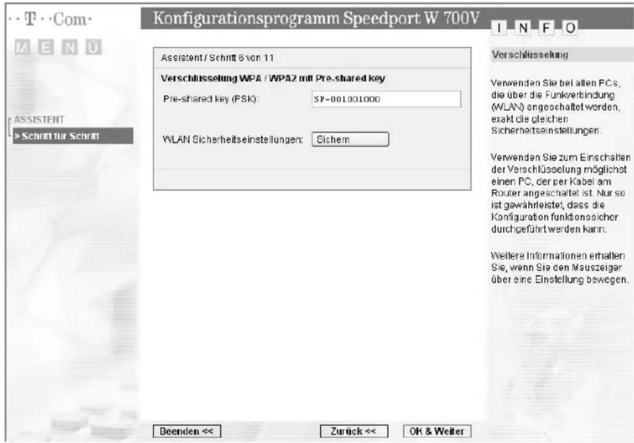 T-Mobile Speedport W 700V - Verschlüsselung mit WPA2 oder WPA/WPA2 - 1