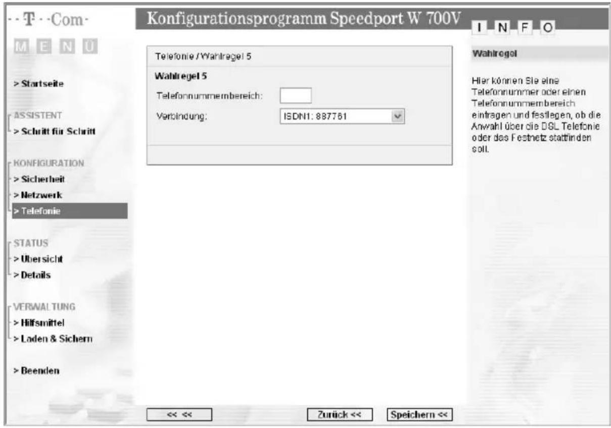T-Mobile Speedport W 700V - Wahlregeln - 2