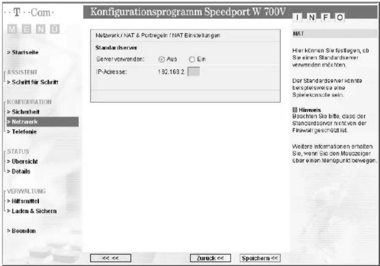 T-Mobile Speedport W 700V - Standardserver festlegen - 1