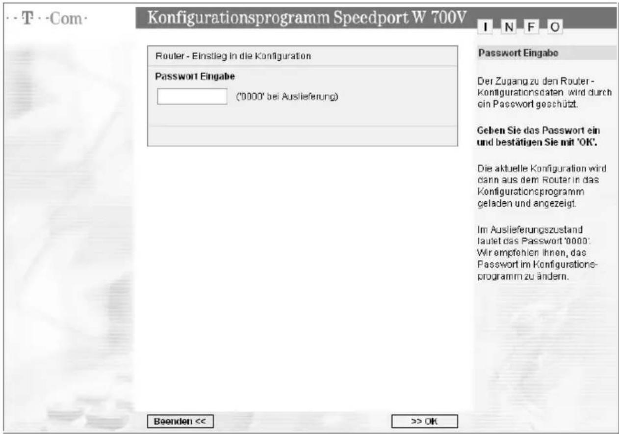 T-Mobile Speedport W 700V - Anmelden beim Konfigurationsprogramm - 1