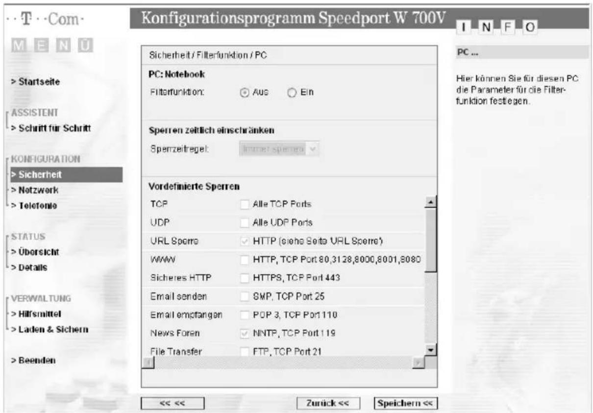T-Mobile Speedport W 700V - PCs zum Sperren auswählen - 2