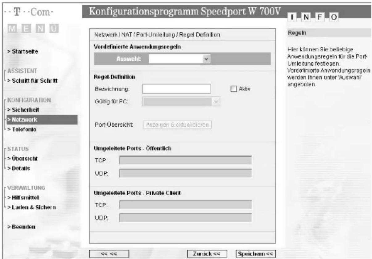 T-Mobile Speedport W 700V - Port-Umleitung - 2