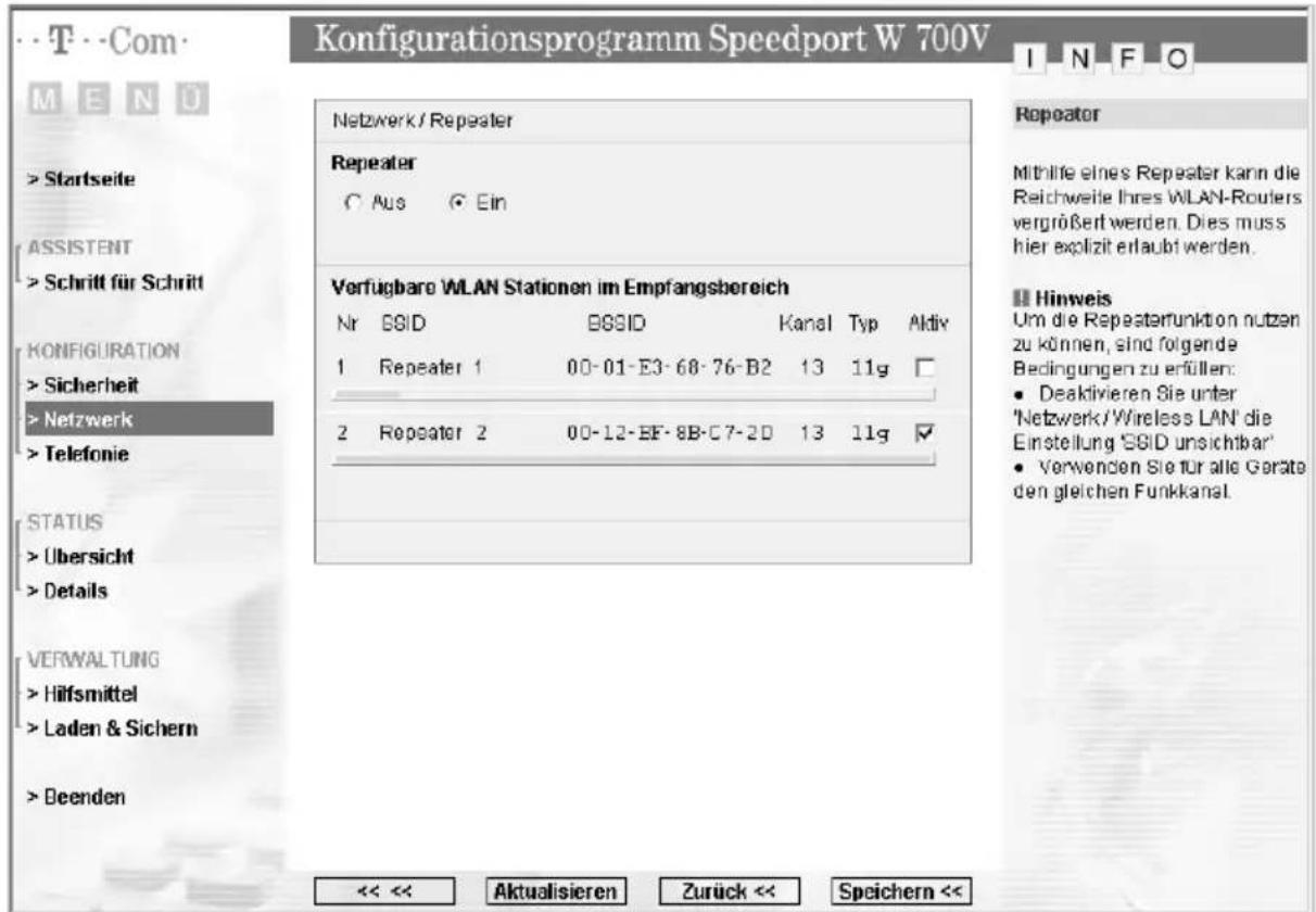 T-Mobile Speedport W 700V - Repeater konfigurieren - 1