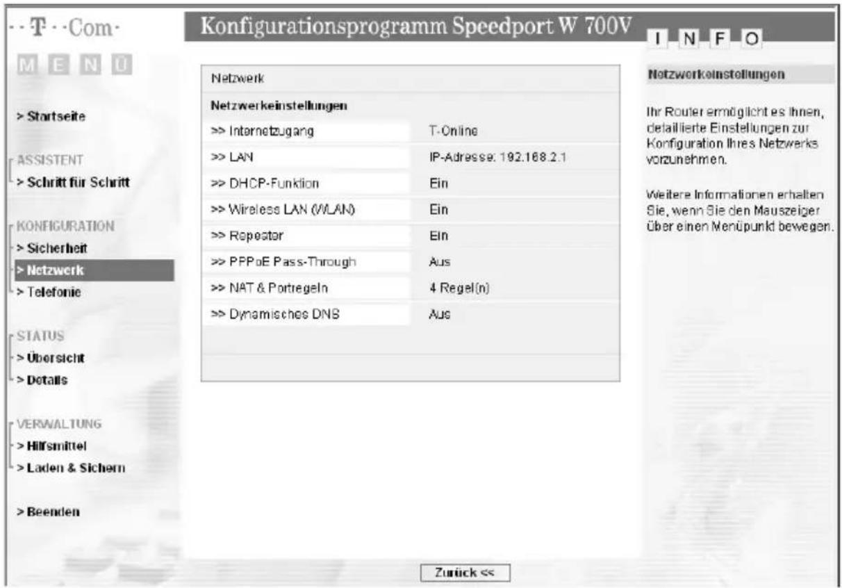 T-Mobile Speedport W 700V - Netzwerkeinstellungen - 1