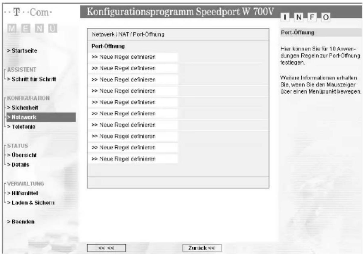 T-Mobile Speedport W 700V - Port-Öffnung (dynamisch) - 3