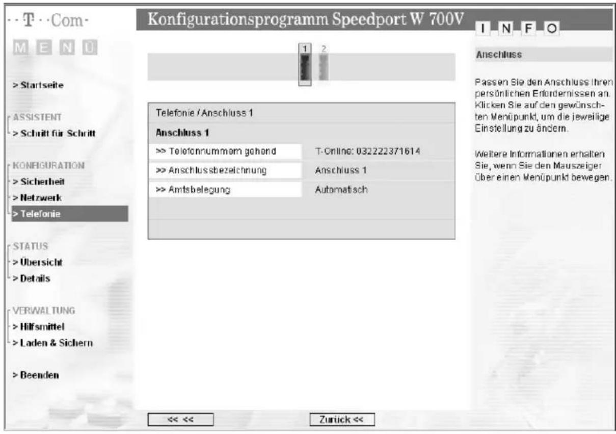T-Mobile Speedport W 700V - Interne Anschlüsse - 1