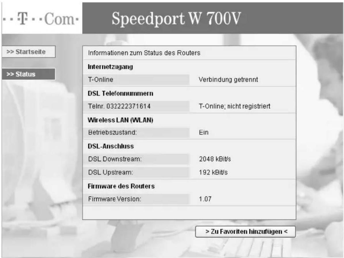 T-Mobile Speedport W 700V - Status - 1