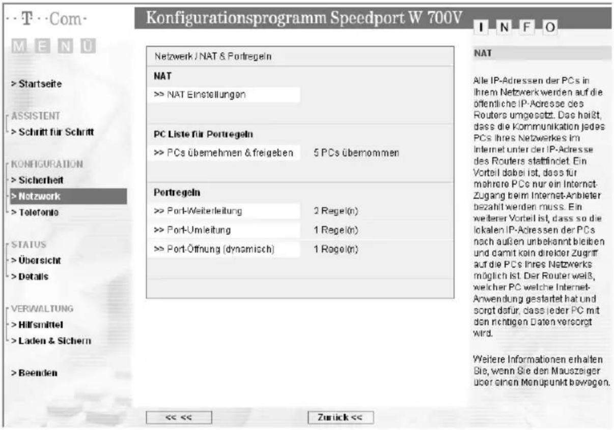 T-Mobile Speedport W 700V - NAT & Portregeln - 1