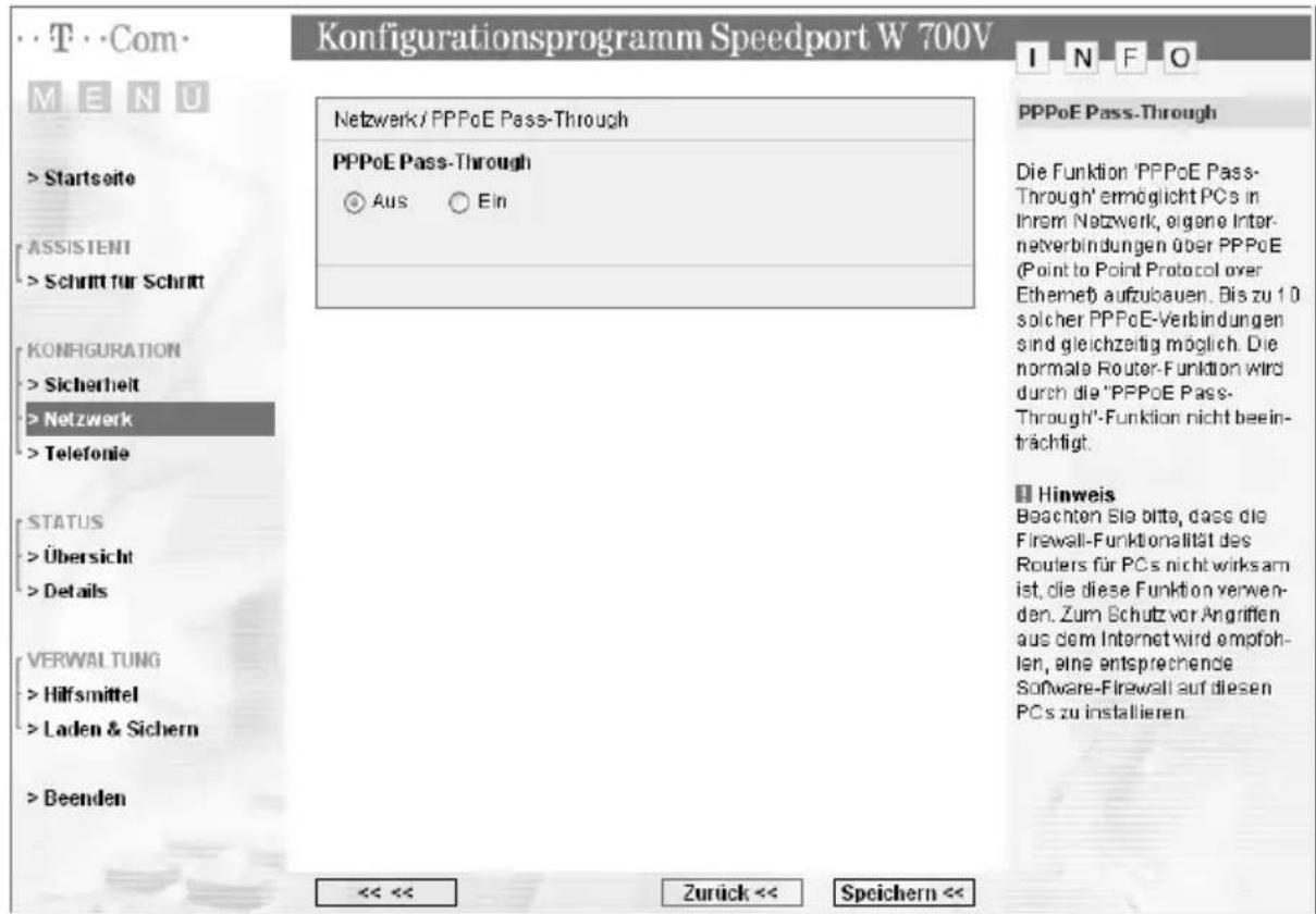 T-Mobile Speedport W 700V - PPPoE Pass-Through - 2